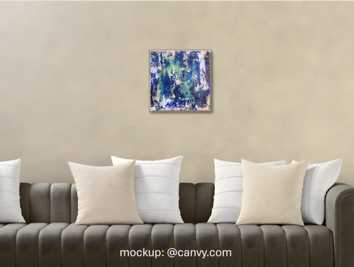 Black Forrest Shining stilvolles Wohnzimmer mit einem abstrakten Acrylgemälde an der Wand