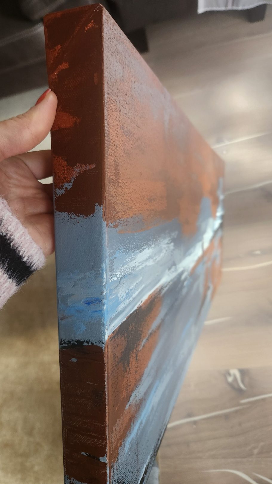 Shared Path Detailansicht eines Gemäldes mit braunem und blauem Farbverlauf.