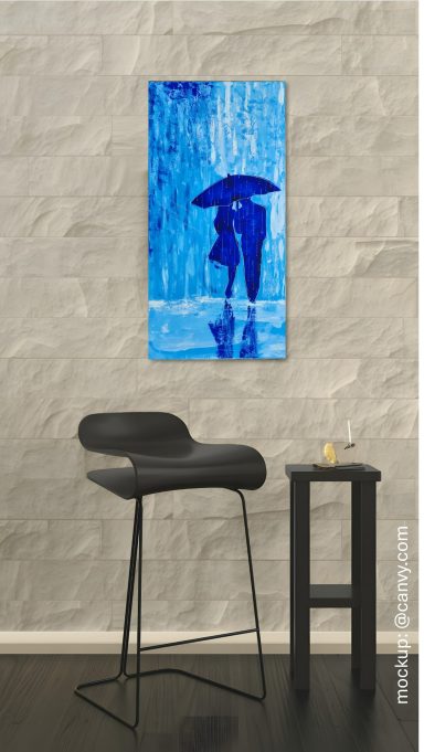 Rainbound stilvolles Wohnzimmer mit einem abstrakten Acrylgemälde an der Wand